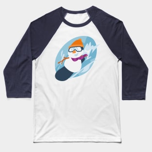 Snowman Snowboarding Baseball T-Shirt